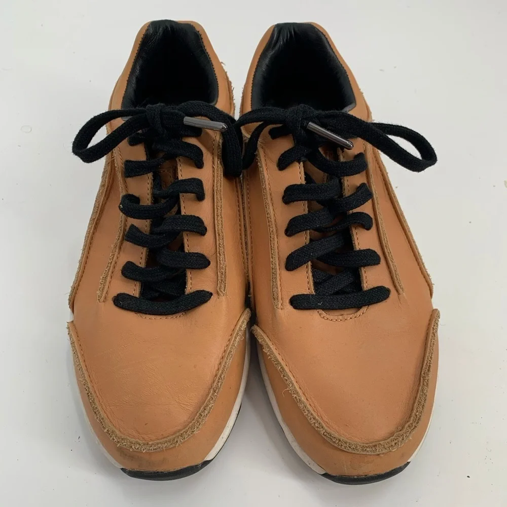 Opening Ceremony Tan Leather Sneaker with Black Laces and White Sole